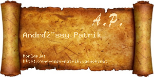 Andrássy Patrik névjegykártya