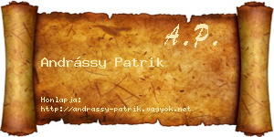 Andrássy Patrik névjegykártya